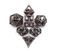 HNCCESG Cthulhu Lot de 7 dés polyédriques en métal creux - Dés DND D4 D6 D8 D10 D12 D20 D00 pour D&D, Pathfinder et autres TTRPG (effet sang argenté antique)