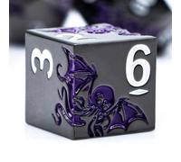 HNCCESG Dés JDR en Métal Massif, Set de 7 Dés Polyédriques en Alliage de Zinc, Motif Poulpe 3D, D4 D6 D8 D10 D12 D20 D100, Boîte Cadeau Magnétique pour Jeux de Rôle sur Table (Noir et Violet)