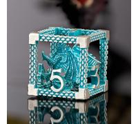 HNCCESG Ensemble de dés polyédriques avec dragons bleus et blancs, en métal, pour Dungeons and Dragons, dés cadeaux pour jeux de rôle et jeux de table (dragon bleu et blanc)