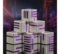 HNCCESG Jeu de dés en métal à 6 Faces de 16 mm, Lignes Blanches et Violettes, avec Coffret Cadeau pour Jeux de rôle DND, Donjons et Dragons, Pathfinder, Yahtzee, Blanc Violet