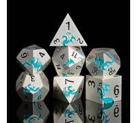 HNCCESG - Jeu de dés en métal dragon bleu, ensemble de 7 superbes dés D&D, dés cadeaux donjons et dragons, dés de jeu de rôle pour jeux de société D&D (Dragon bleu mat argenté)