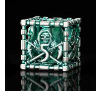 HNCCESG Jeu de dés polyédriques creux DND, dés de jeu de rôle en métal de 7 pièces de type Grim Reaper en vert et blanc, pour dés de Donjons et Dragons ou jeu de rôle MTG de table (vert et blanc)