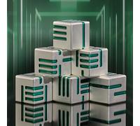 HNCCESG Lot de 6 dés en métal à 6 Faces de 16 mm, Lignes Blanches et Vertes, avec Coffret Cadeau pour Donjons et Dragon, Yahtzee, Bunco ou enseignement des mathématiques (Blanc/Vert)