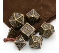 HNCCESG Lot de 7 dés polyédriques D&D en métal pour jeux de rôle - Jeu de rôle - Jeu de rôle - Shadowrun Pathfinder - D20 D12 D10 D8 D6 D4 (bronze antique)