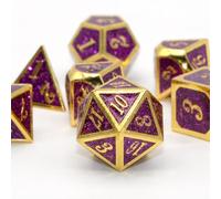 HNCCESG Set de dés en métal pour D&D, dés polyédriques DND pour jeux de rôle Dungeons and Dragons, Pathfinder RPG, MTG, jeux de table, Shadowrun Warhammer, 7 pièces, D20, D12, D10, D8, D6, D4 (violet)