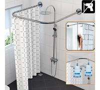 HNCS Barre De Douche Extensible Angle U sans Percage Acier Inoxydable Tringle Rideau Douche Baignoire RéGlable PôLes à Rideaux Rail Facile à Monter,80 to 120 * 110 * 80 to 120cm