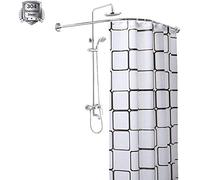 HNCS Barre Rideau Douche Extensible sans PerçAge L Baignoire Courbé d'angle Tringle Ajustable Barre à Rideaux Rail 304 Acier Inoxydable pour Salle De Bain,60 to 90 x 60 to 90cm