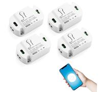HNCY 4pcs Interrupteur Connecté, Interrupteur Wifi Smart Life, Mini Alexa Interrupteurs avec SmartLife/Tuya APP Télécommande, Interrupteurs Wifi Smart Life Module Compatible Alexa/Google Assistant
