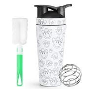 HNCY Shaker Protéine Inox 750ml - Pour Shakes Complémentaires Avec Boule en Spirale, Sans BPA, Étanche, Facile à Nettoyer - Blanc