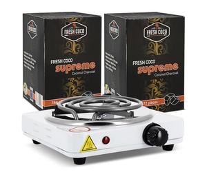 HND Pack Charbons à Chicha Fresh Coco 2Kg et Plaque Chauffe-charbons