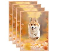 Hndflu A4 chêne cadre photo, 21x30, ensemble de 4 cadres en bois massif accrocher mur ou bureau salle de séjour chambre à coucher Plexi-glas cadre photo en bois naturel pour la décoration de la maison