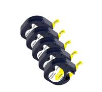 HndkCsunY 5 10 Pack 91201 91200 Ruban d'étiquettes Compatible 91331 12267 91202 91203 12mm LT Ruban Compatible avec imprimante d'étiquettes LT 100H 100T(5PK Black on Yellow)