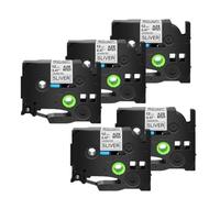 HndkCsunY Étiquette de Ruban laminé remplacer TZe-231 Tz-241 TZ131 6 9 12 18 24mm Ruban Compatible avec l'imprimante 5 10PK(5PK Black on Silver)