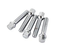 HNDRBD Lot de 10 boulons roue voiture M14 x 1,5, filetage 35 mm/40 mm/45 mm/50 mm, goujons siège for rotule, argent Écrou de boulon de roue(40mm 10pcs)