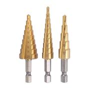 HNDRBD Lot de 3 forets étagés for rainure droite HSS 3-12 mm, 4-12, 4-20, for revêtement en titane, for bois et métal foret