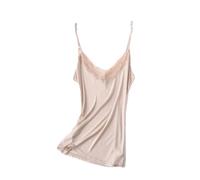Hndudnff Camisoles d'été sans manches en dentelle 30 % soie naturelle col en V pour femme, nude, M