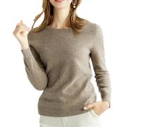 Hndudnff Pulls Tricotés Vintage À Col Rond en Laine Mérinos pour Femmes Pulls en Cachemire d'hiver Pulls Haut Tan L