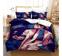HNDXLHH Housse de Couette 200x200 Michael Jackson Bleu Housse de Couette Microfibre Parures de Lit Ultra Doux Housses de Couettes Parure de Lit Inclure 2 Taies(50x75cm)