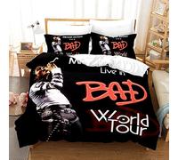 HNDXLHH Housse de Couette 200x200 Michael Jackson Noir Housse de Couette Microfibre Parures de Lit Ultra Doux Housses de Couettes Parure de Lit Inclure 2 Taies(50x75cm)