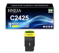 HNEJA Cartouche Toner C2425, Cartouches Toner Compatibles C242XK0 C242XC0 C242XM0 C242XY0 pour Lexmark C2325 C2425 MC2325 MC2425 MC2535 MC2640 Imprimante,Yellow-1 Pack