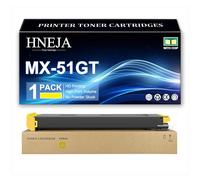 HNEJA Cartouche Toner MX-51GT, Cartouches Toner Compatibles MX-51GT-BA MX-51GT-CA MX-51GT-MA MX-51GT-YA pour Sharp MX-4110N MX-4111N MX-4140N MX-4141N MX-5110N MX-5111N Imprimante,Yellow-1 Pack