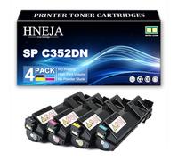 HNEJA Cartouches Toner Compatibles pour Ricoh SP C352DN Imprimante, Cartouches Toner Remplacement 407383 407384 407385 407386,4 Colors-1 Pack