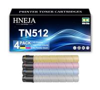 HNEJA Cartouches Toner TN512 pour Konica Minolta Bizhub C454 C454e C554 C554e Imprimante, Cartouche De Toner Compatible TN512K TN512C TN512M TN512Y (A33K132 A33K432 A33K332 A33K232),4 Colors-1 Pack