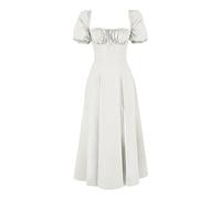 HNFYSMQL Milk Maid Dress for Women, Milkmaid Dress Women, Summer Puff Sleeve Floral Split Maxi Dress Boho Casual Beach Dress (#12,XXL)