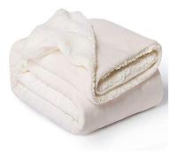 HNGKGJBL Couverture LestéE pour Adultes, Couverture Polaire Sherpa Queen Size avec Dessus en Flanelle Douce Et Moelleuse, Couverture éPaisse Et Moelleuse pour l'hiver(KK White,127 X 152cm)