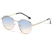 HNGM Lunettes de Soleil Lunettes de Soleil Rondes Mes Hommes UV400 Gold Metal Lunettes de Soleil Petit Cadre rétro Noir Brun Summer Shade