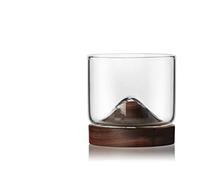 HNGM Verres à Liqueur Home Cuisine Whisky Glass Mountain en Bois Fond Vin Transparent Verre Coupe pour Vin de Whisky Vodka Bar Club (Color : Black Walnut)