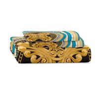 HNHDDZ Luxe Baroque Léopard Imprimé Parure de lit 2 Personnes Motif Grec Chaîne Dorée Housse de Couette 240x260 Doux Microfibre avec 2 Taies d'oreiller Moderne Bohème