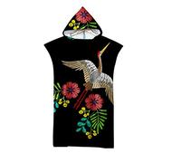 HNHDDZ Noir Tropical Plante Cactus Fleurs Oiseau Serviette de Plage Coupe Vent Poncho avec Capuche Changer de Vêtements Nager Surf Adulte Homme Femme Serviette de Sport (Style 5)
