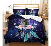 HNHDDZ Parure de lit Attrape Rêve Noir Blanc Bleu Violet Bohème Housse de Couette et Taie d'oreiller Couleur Imprimée Boho Literie Enfants Garçon Fille (Style 2, 140x200 cm)