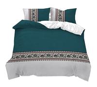 HNHDDZ Parures de lit Adulte 2 Personne Housse de Couette et Taie d'oreiller, Solide Couleur Fleurs Branches Feuilles Gris Rouge Violet Marron Beige Kaki Rétro Literie (Kaki,200x200 cm)