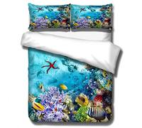 HNHDDZ Parures de lit Enfants 1 Personne Housse de Couette 3D Dauphin Océan Tortue Animal Mystérieux sous Marine Monde Impression Coucher de Soleil Literie Fille Garçons (Style 6, 140x200 cm)