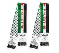 hnhesn Lot de 2 foulards de la Palestine - 135 x 14 cm - Double face - Drapeau palestinien - Tendance arabe - Keffiyeh Free Palestine Save Gaza Mideast - Cadeaux pour femmes et hommes, multicolore, M