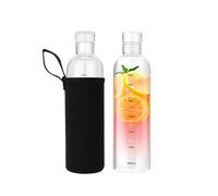 Hniuyun Lot de 2 bouteilles d'eau de 500 ml avec marqueur de temps et manchon antidérapant, réutilisables en verre transparent, adaptées pour le bureau, la salle de sport, l'extérieur