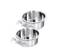Hniuyun Lot de 2 gamelles à eau pour cage de chenil, bol à suspendre en acier inoxydable pour chien, chat, oiseau, cochon d'Inde, lapin, poulailler (10-12 cm)