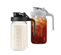Hniuyun Lot de 2 pichets à lait hermétiques en verre à large ouverture avec couvercle à bec verseur pour lait maternel, thé glacé, café froid, jus (noir et gris)