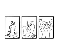 Hniuyun Lot de 3 décorations murales modernes et minimalistes en métal, décoration murale abstraite pour chambre à coucher, sculptures murales à suspendre (noir)