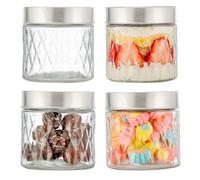 Hniuyun Lot de 4 bocaux hermétiques en verre de 283,5 g avec couvercles en acier inoxydable pour avoine, épices, bonbons, loisirs créatifs