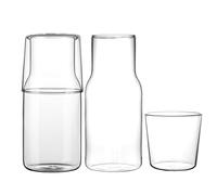 Hniuyun Lot de 4 carafes à eau de chevet avec verre transparent, 550 ml, bouteille de bain de bouche en verre pour cuisine, chambre à coucher ou salle de bain