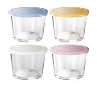 Hniuyun Lot de 4 récipients en verre de 270 ml avec couvercles hermétiques, sans BPA, résistants à la chaleur, passent au micro-ondes, au lave-vaisselle, au congélateur pour soupe, salade, avoine