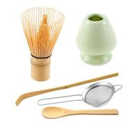 Hniuyun Lot de 5 fouets à matcha faits à la main en bambou - Cuillère à thé, cuillère à matcha, tamis à thé, porte-fouet, accessoire à matcha - Kit de fabrication de thé matcha japonais traditionnel