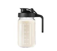 Hniuyun Pichet à lait en verre, 946 ml Pichet en verre Mason à large ouverture avec couvercle verseur hermétique pour lait maternel, thé glacé, café froid, contenant de stockage de jus (Noir)
