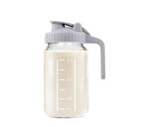 Hniuyun Pichet à lait en verre, 946 ml Pichet en verre Mason à large ouverture hermétique avec couvercle à bec verseur pour lait maternel, thé glacé, café froid, récipient de stockage de jus (Gris)