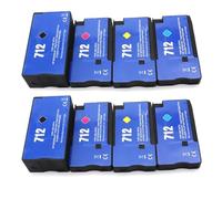 HNJFXCRO Cartouche d'encre 712XL Compatible Compatible avec HP712 3ED71A Compatible avec imprimante à Jet d'encre Couleur DesignJet T210 T230 T250 T650 T630(8color 2set)