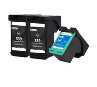 HNJFXCRO Cartouche d'encre Compatible 339XL 344XL Compatible avec imprimantes Deskjet 6520 6540 5740 5745 5940 Photosmart 2575 2610 2710 8050(1SET 1BK)
