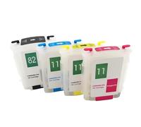 HNJFXCRO Cartouche d'encre Rechargeable Vide, Compatible avec HP10 HP11 C4837A C4844A, Compatible avec imprimantes Officejet série 9110 9120 9130 1000 1100dtn 1200(1set-82BK 11CMY)